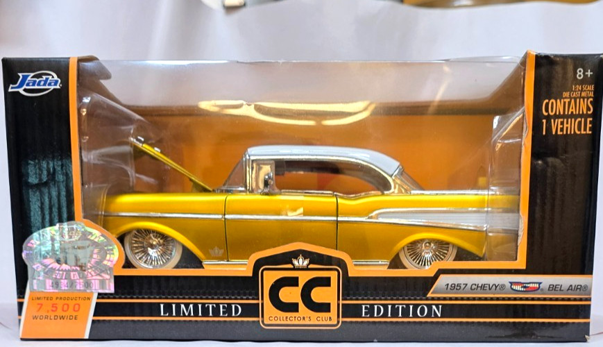 JADA COLLECTOR'S CLUB LIMITED 1957 CHEVY BEL AIR COUPE, 1/24th Scale Gold