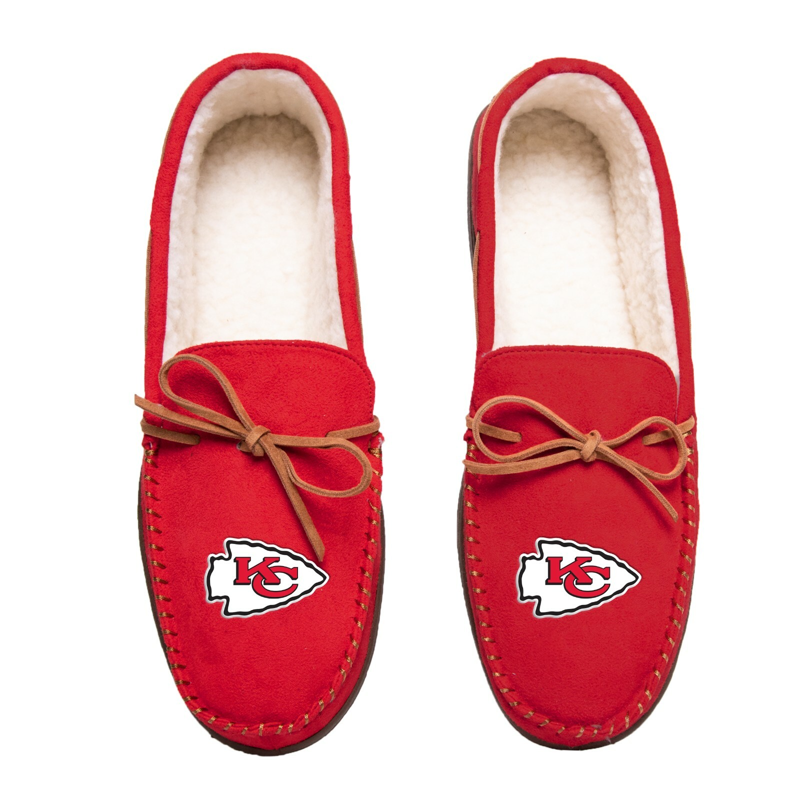 NFL Moccasin Slippers Kansas City Chief\'s Men\'s M/L sizes Sherpa Lined - Comfy
