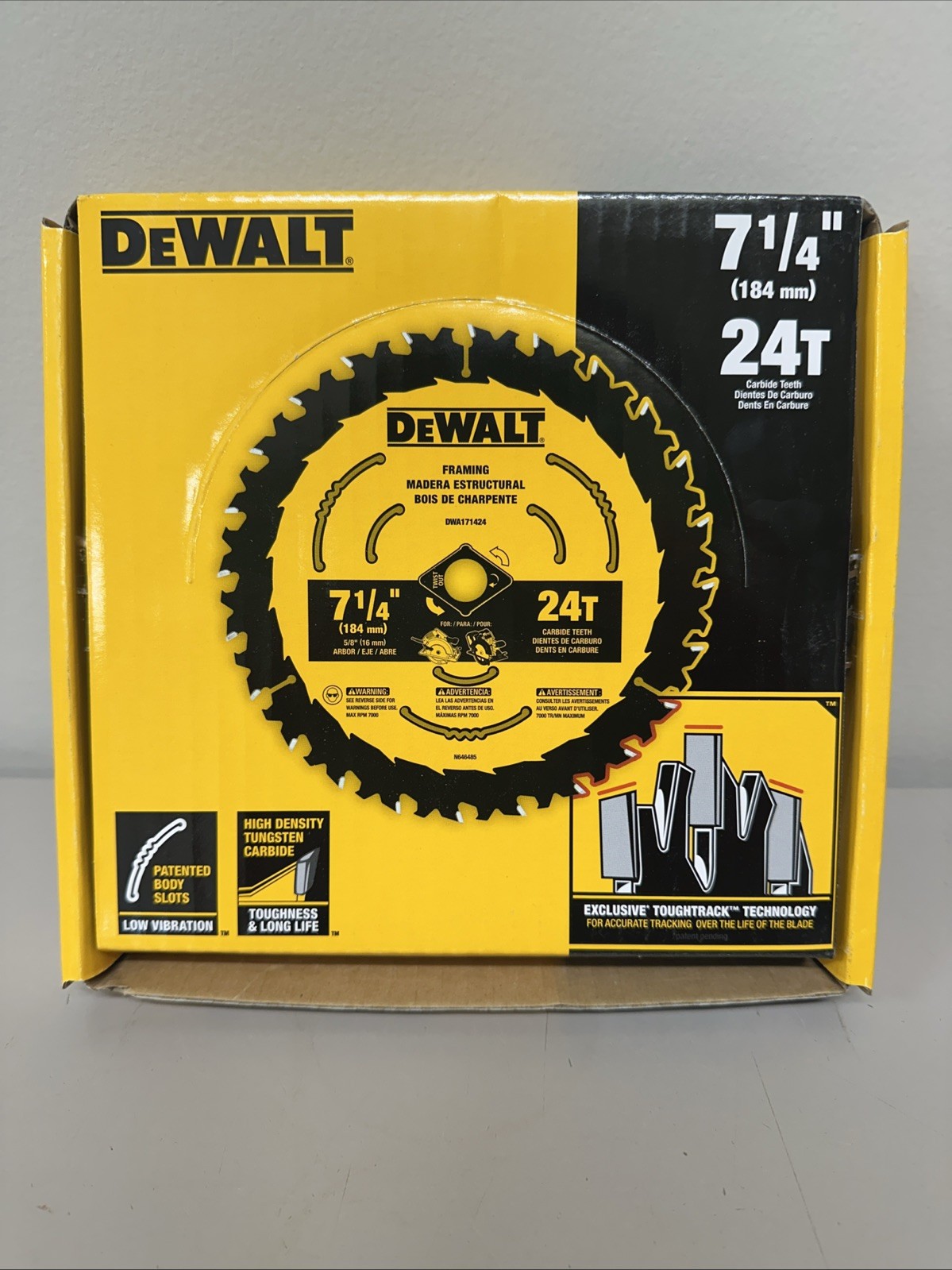 10 pack New Dewalt Toughtrack 7-1/4In Circular Saw Blade 24T DWA171424 10 pack New Dewalt Toughtrack 7-1/4In Circular Saw Blade 24T DWA171424