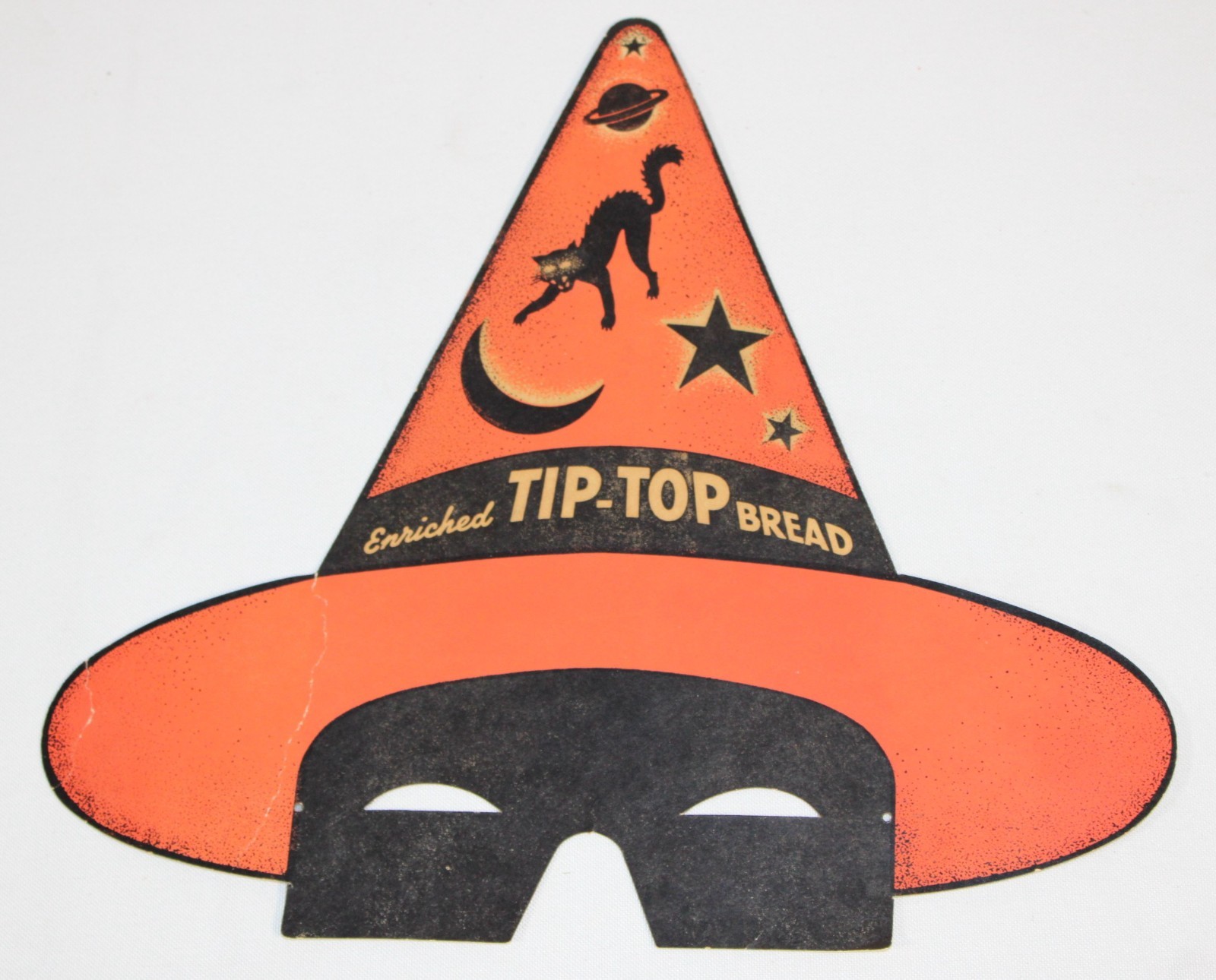 Vintage Tip Top BreadAdvertising Halloween Mask Paper Litho Diecut Black Cat