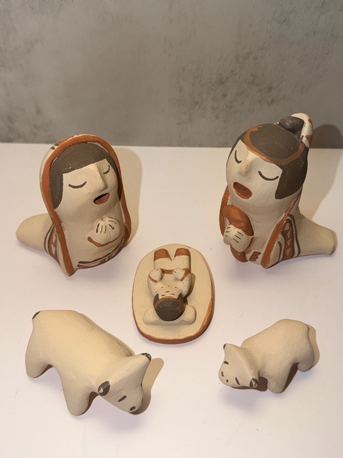 VTG Jemez Pueblo Pottery Nativity Set Nacimiento Storyteller Marie Toya, OOAK VTG Jemez Pueblo Pottery Nativity Set Nacimiento Storyteller Marie Toya, OOAK