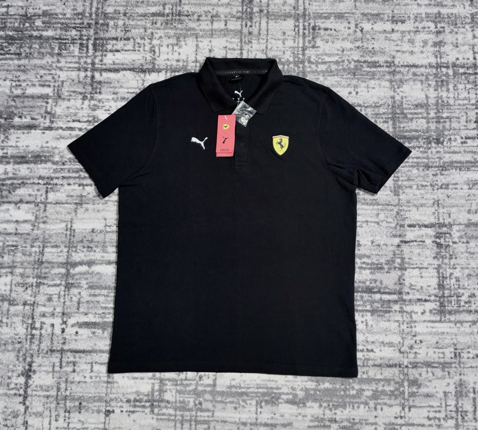 NWT Puma Scuderia Ferrari Polo Shirt Racing Short Sleeve Black Men’s Size L