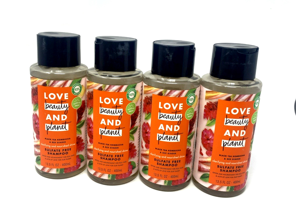 Love Beauty & Planet Black Tea Kombucha & Red Ginger Shampoo 13.5 oz - 4 Pack