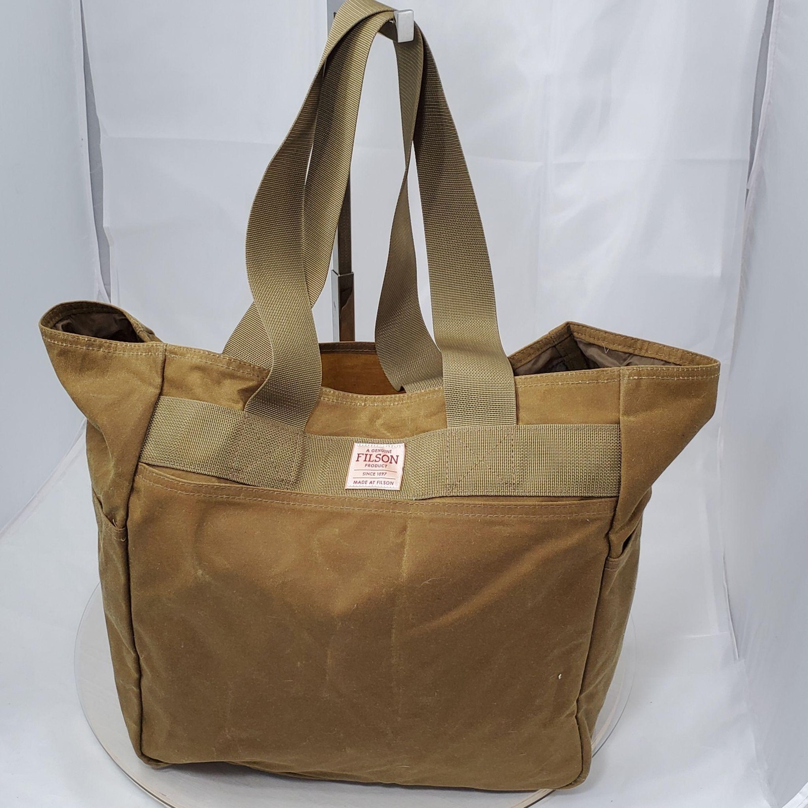 Filson Tin Cloth Open Supply Waxed Canvas Tan Man Utility Travel Tote Large
