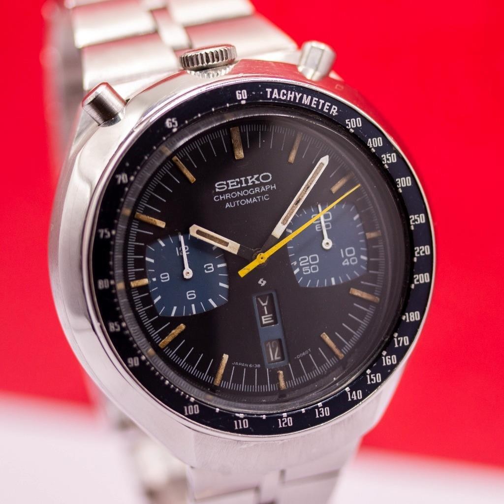 1979\'s SEIKO Bullhead 6138-0040 Chronograph S. Steel Automatic Men\'s Watch 44mm