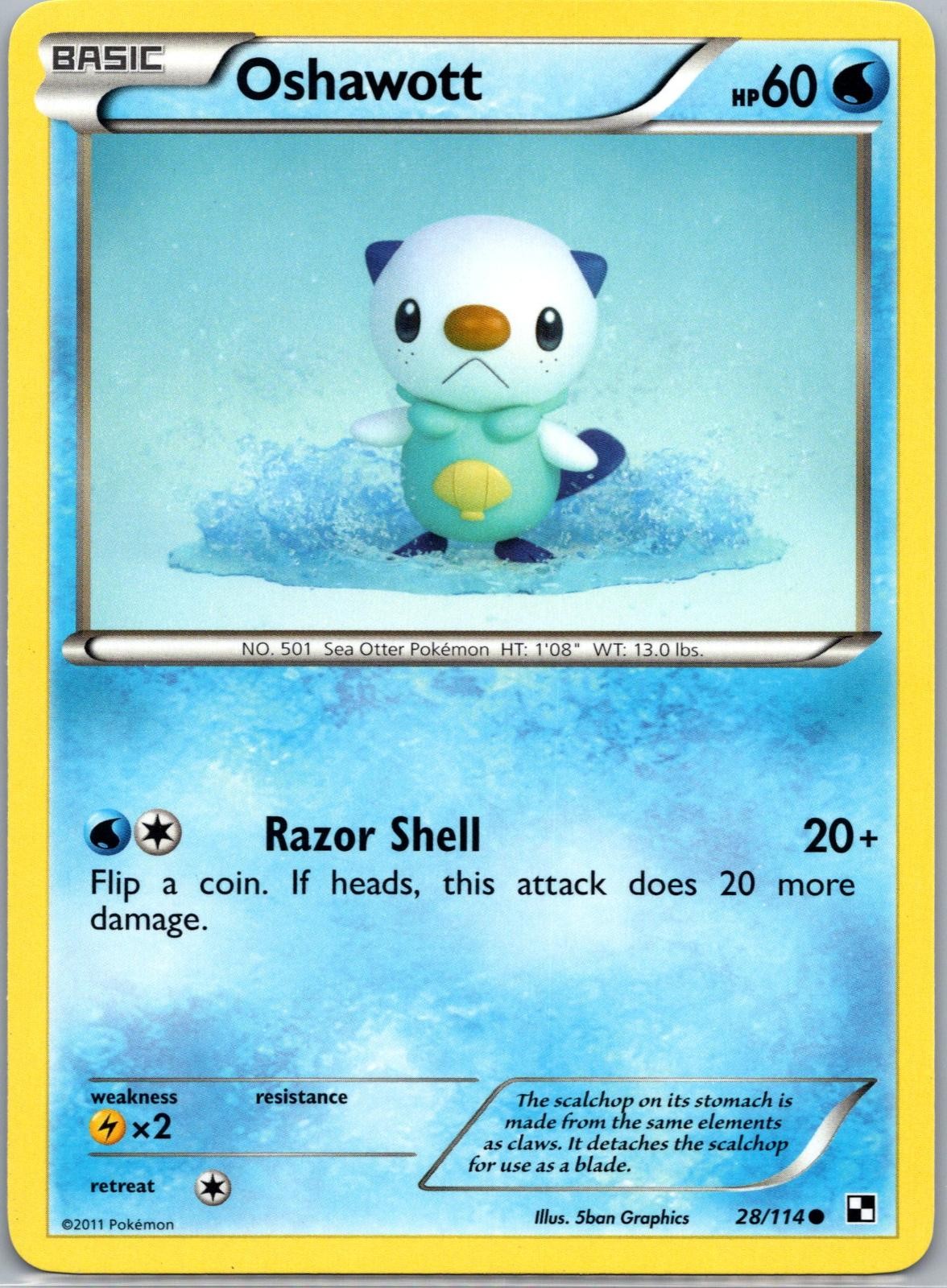 Oshawott 28/114 Common Black & White Pokemon Near Mint Oshawott 28/114 Common Black & White Pokemon Near Mint