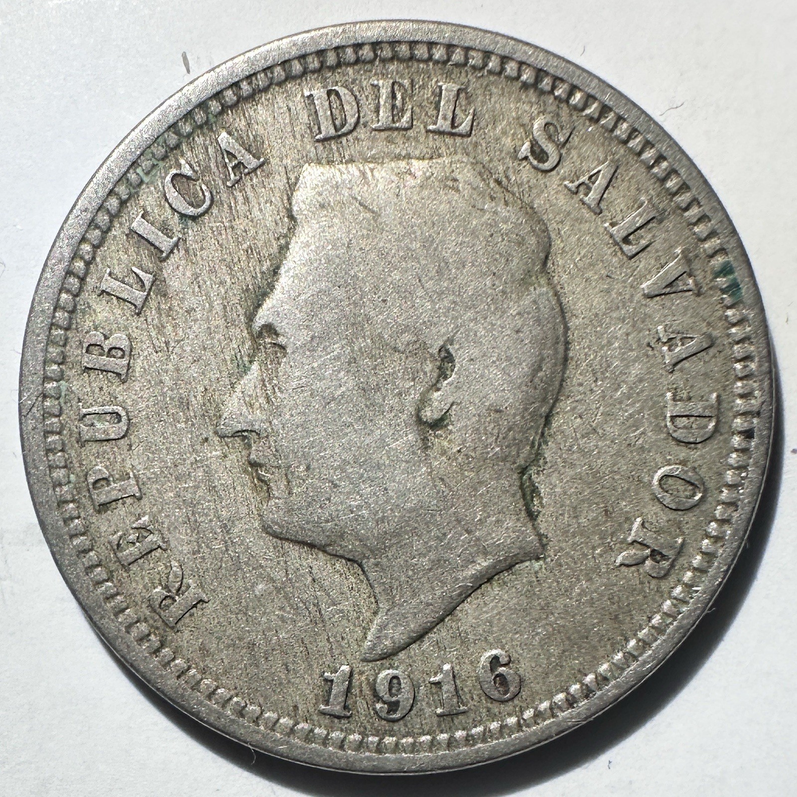 1916 El Salvador 5 Centavos, VG
