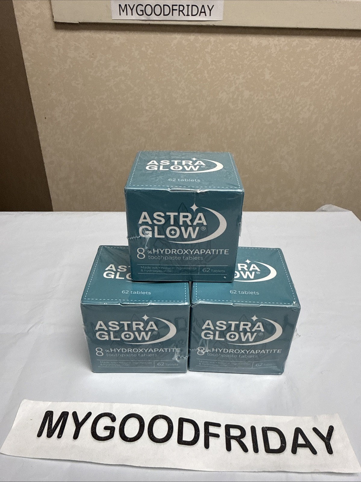 (3x) Astra Glow 8% Hydroxyapatite Toothpaste Tablets Exp 2028 62 Tablets Natural (3x) Astra Glow 8% Hydroxyapatite Toothpaste Tablets Exp 2028 62 Tablets Natural