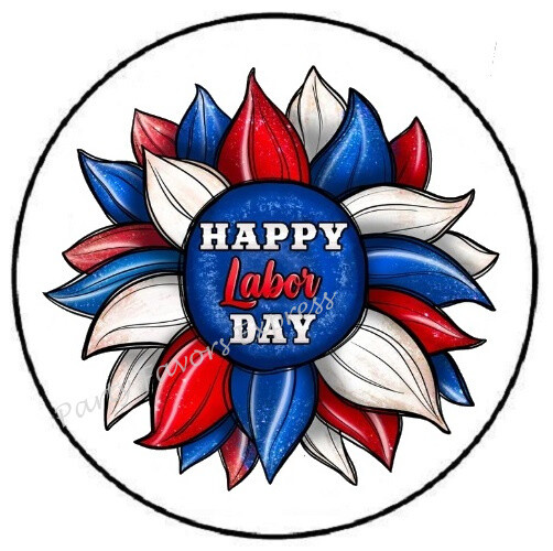 HAPPY LABOR DAY FLOWER ENVELOPE SEALS LABELS STICKERS PARTY FAVORS