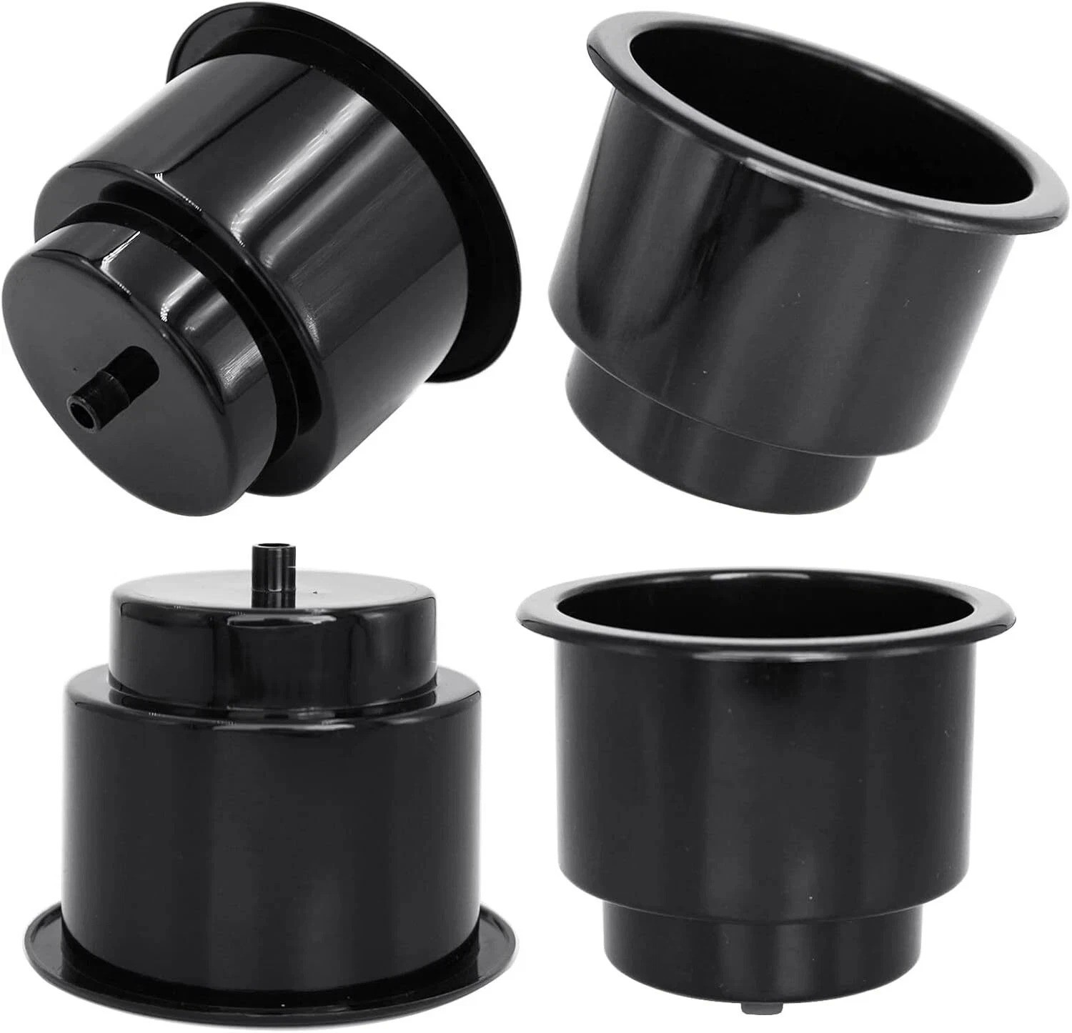 4 PCS Cup Holder Insert w/ Drain RV Boat Car Couch Golf Cart Elegant Black NEW