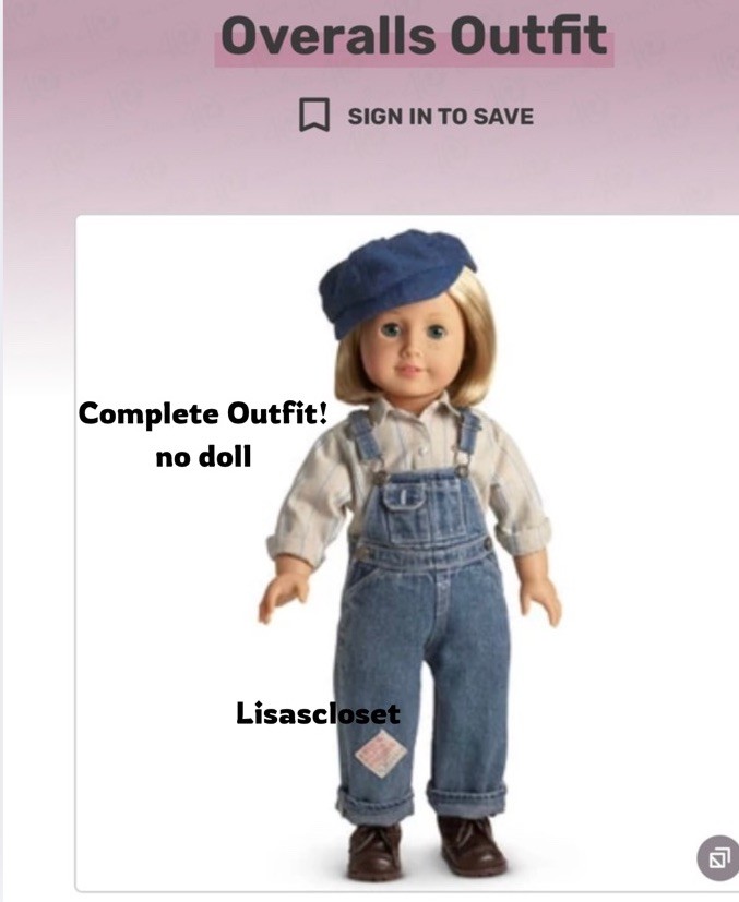 American Girl Doll KIT Complete Overalls Outfit Work Boots Hanger Shirt Hat