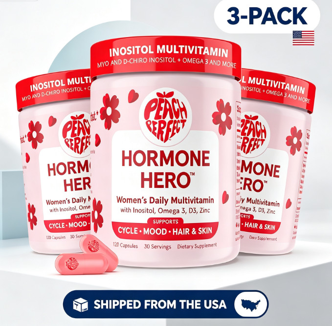 3pc Peach Perfect Myo & D-Chiro Inositol 40:1 Blend with Multivitamin Omega-3