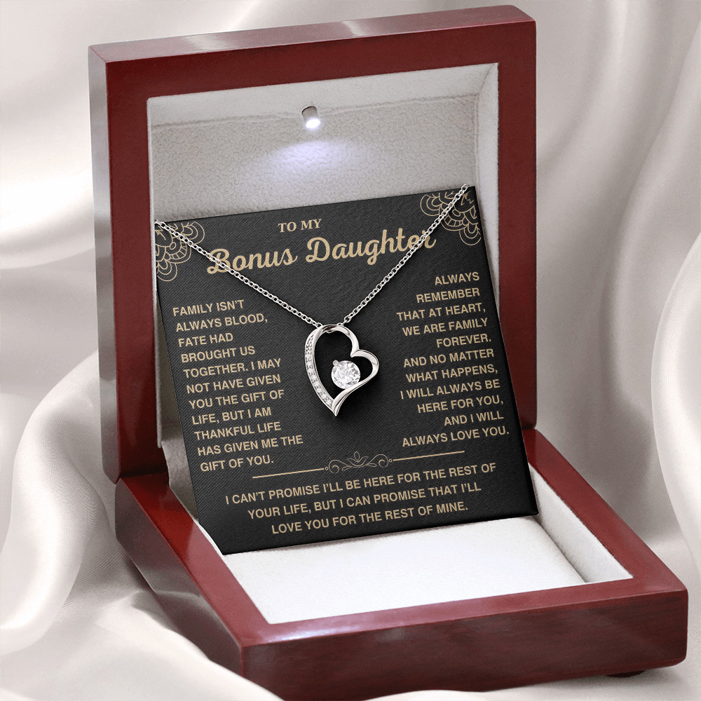 To My Bonus Daughter Birthday Graduation Heart Necklace Meaningful Gift From dad To My Bonus Daughter Birthday Graduation Heart Necklace Meaningful Gift From dad