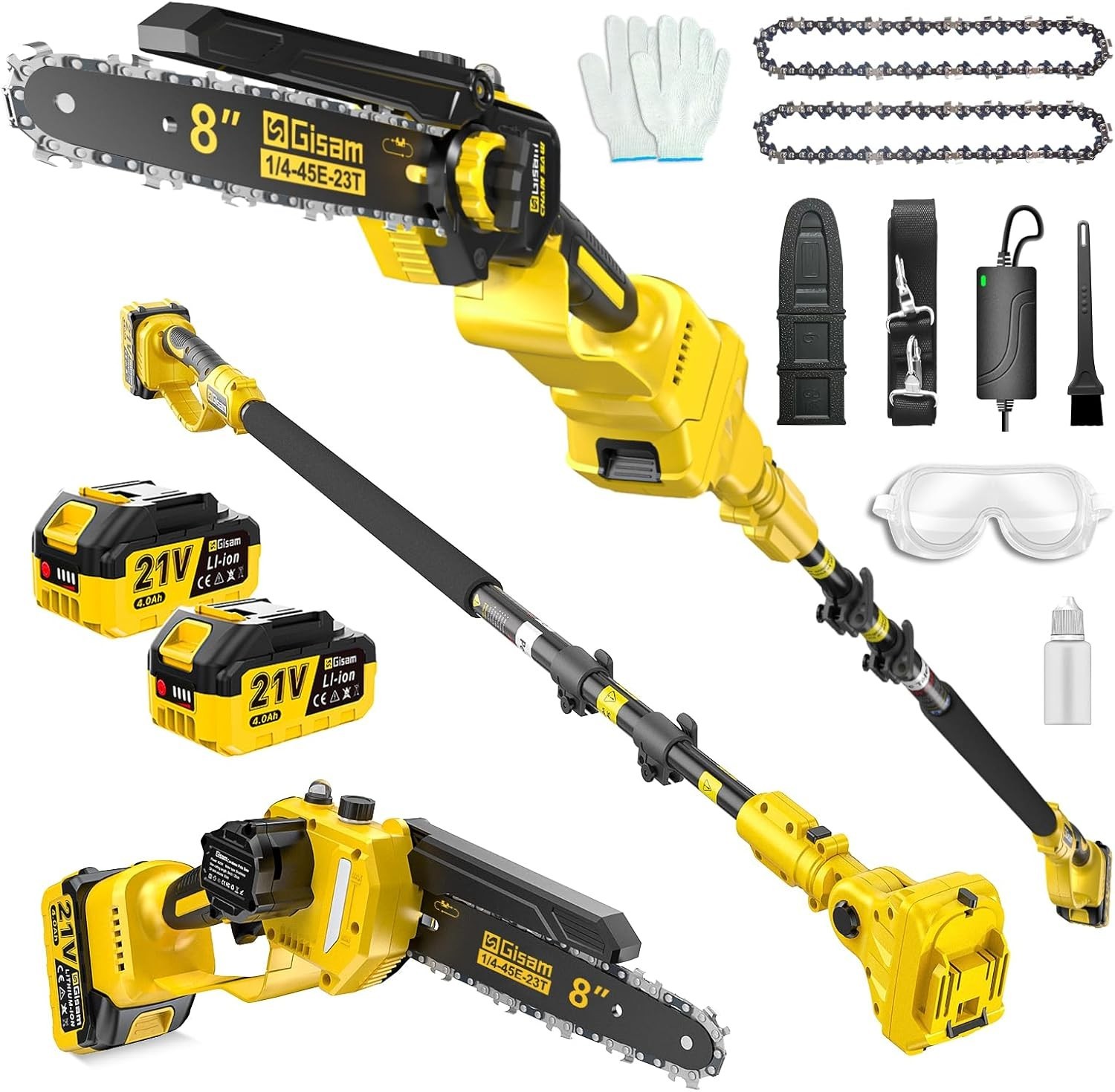 2-IN-1 Cordless 10-Inch Pole Saw and Chainsaw Compatible with Dewalt 20V MAX* Ba 2-IN-1 Cordless 10-Inch Pole Saw and Chainsaw Compatible with Dewalt 20V MAX* Ba