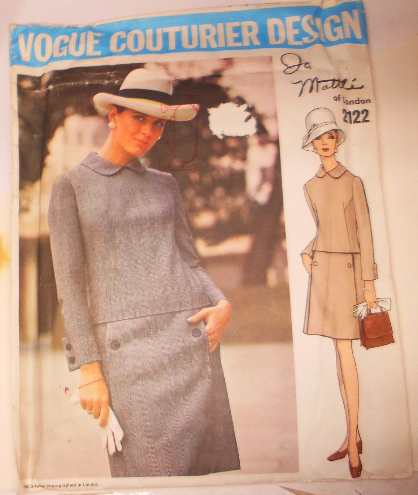 Vtg Vogue  Couturier Designer Jo Mattli Pattern #2122 Miss Dress Size 14 & Label