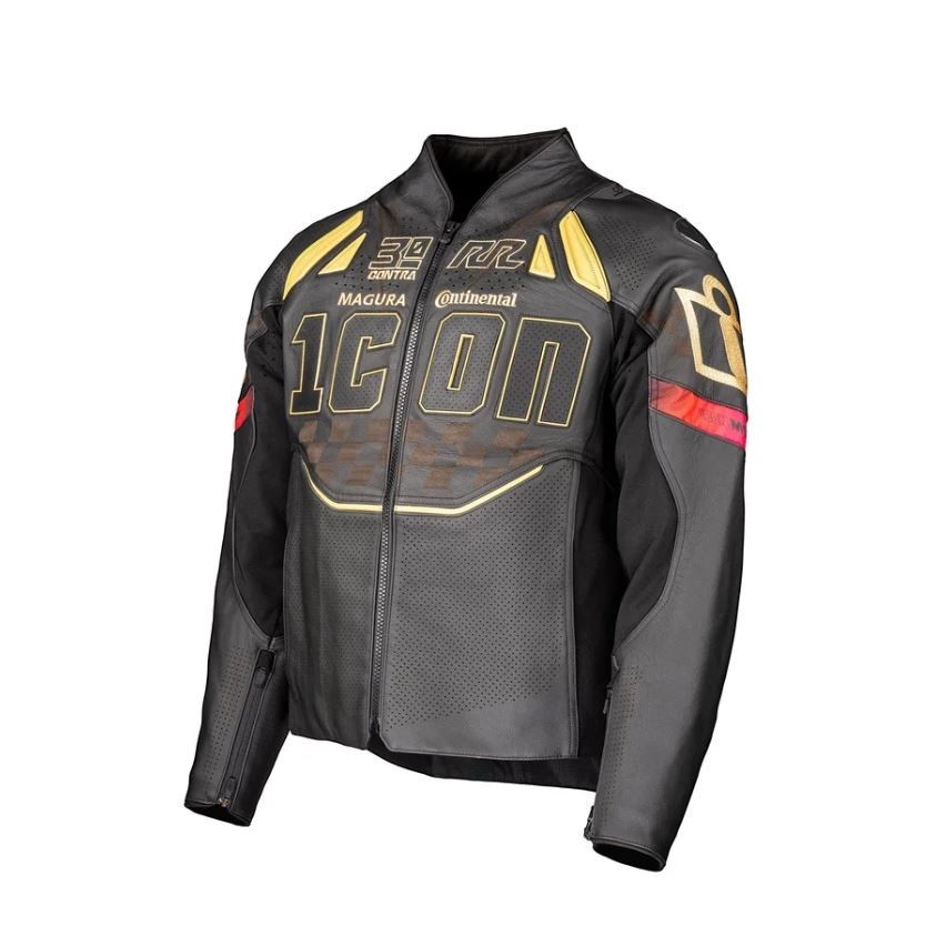 Icon Contra 3 Rizz Rizz Jacket - Black Leather - Men's Size 2XL 2810-4292