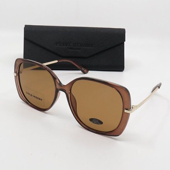 Prive Revaux New Polarized Vintage Transparent Brown/Brown Square Sunglasses