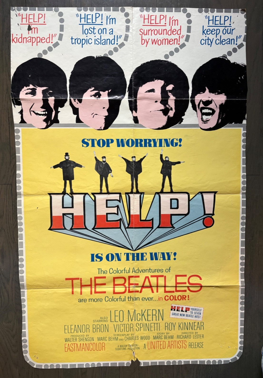 Vintage 1965 HELP The Beatles U.S. One Sheet Movie Poster 25