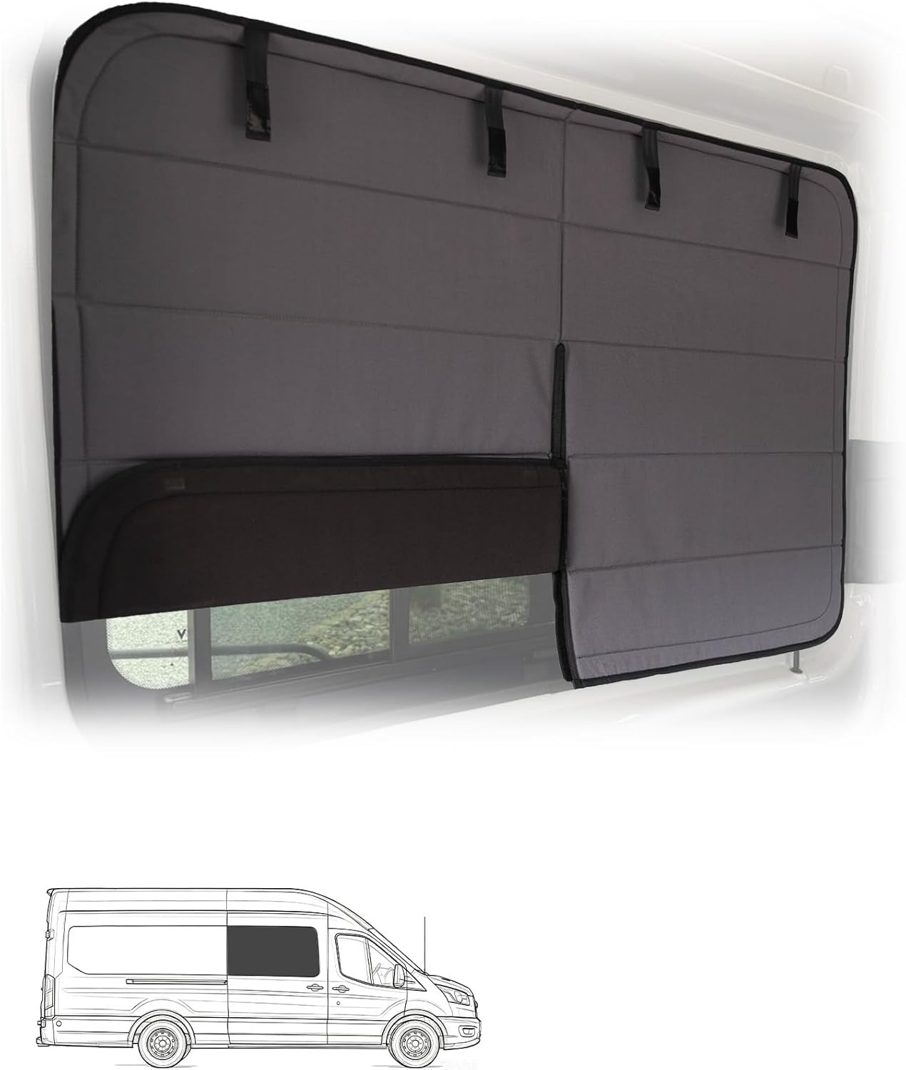 Insulated Sliding Door Window Cover For 15-26 Ford Transit Mid/High Camper