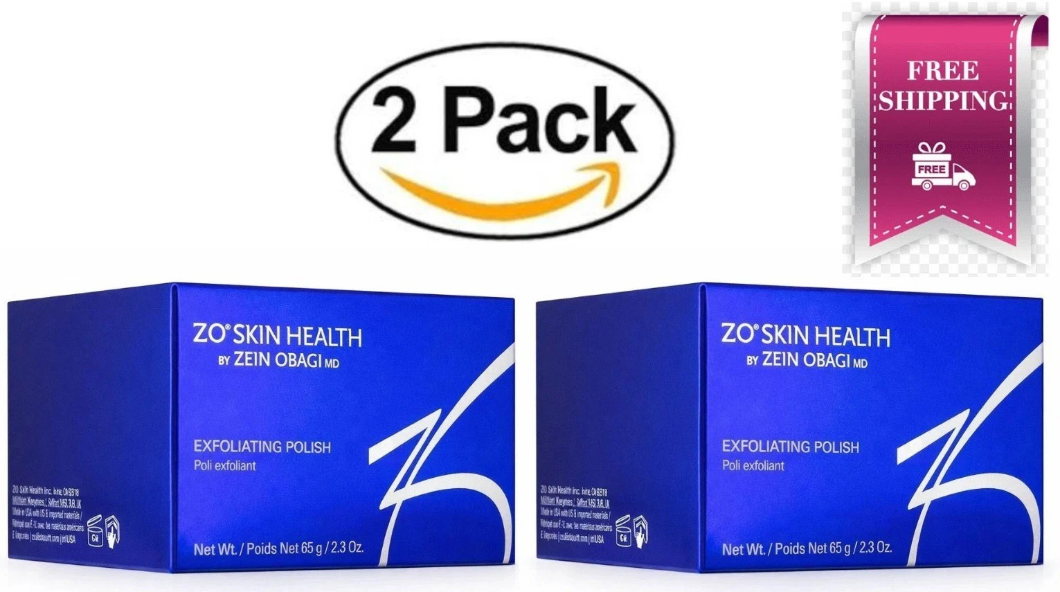 2 Pack ZO Skin Health Exfoliating Polish 2.3oz 65g Face Scrub Brand Sealed Pack