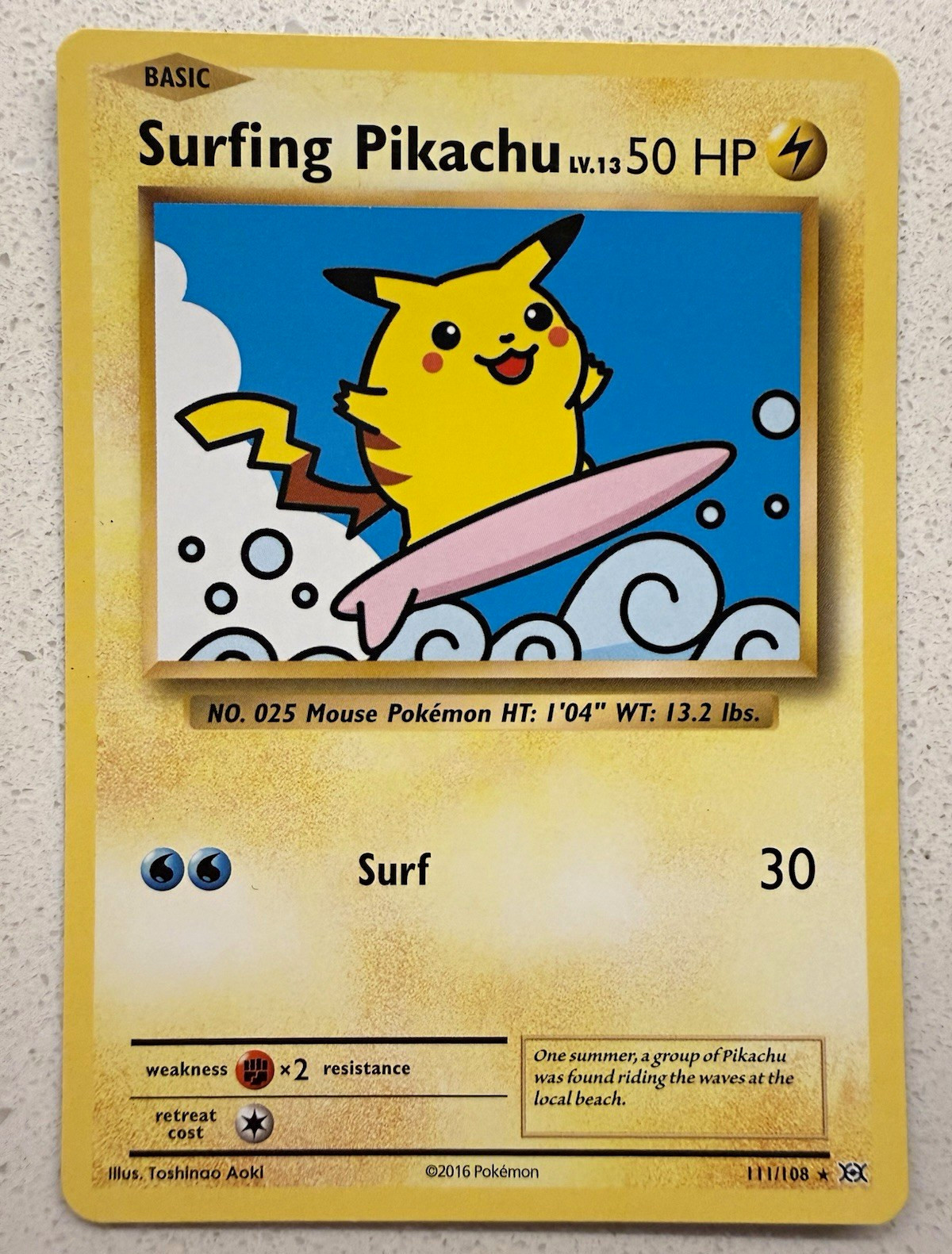 Pokémon TCG XY Evolutions Surfing Pikachu 111/108 Secret Rare Holo EN 50 HP Pokémon TCG XY Evolutions Surfing Pikachu 111/108 Secret Rare Holo EN 50 HP