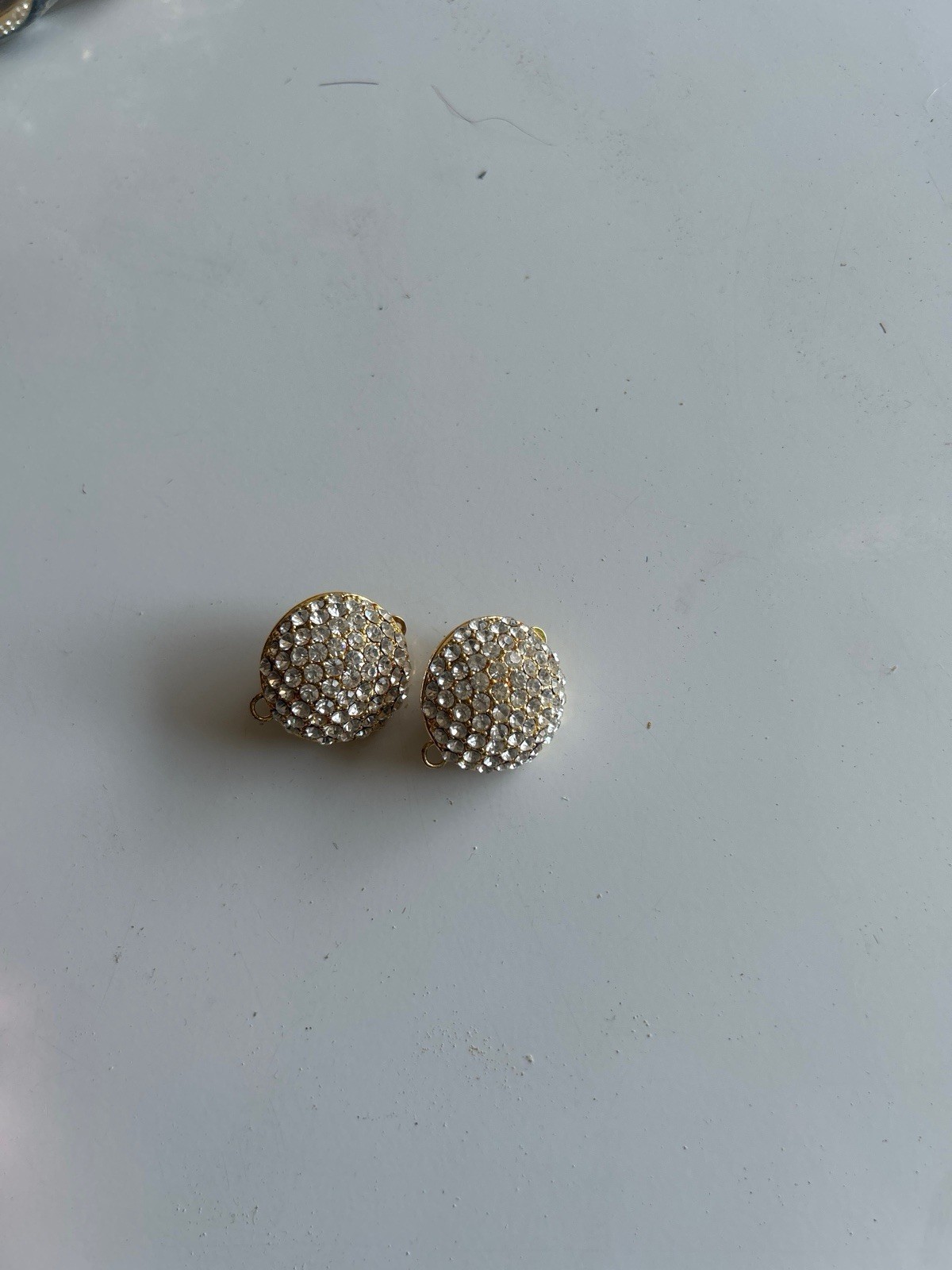 Vintage JARIN Pavé Crystal Dome Clip-On Earrings Gold Tone Modular Loops Vintage JARIN Pavé Crystal Dome Clip-On Earrings Gold Tone Modular Loops