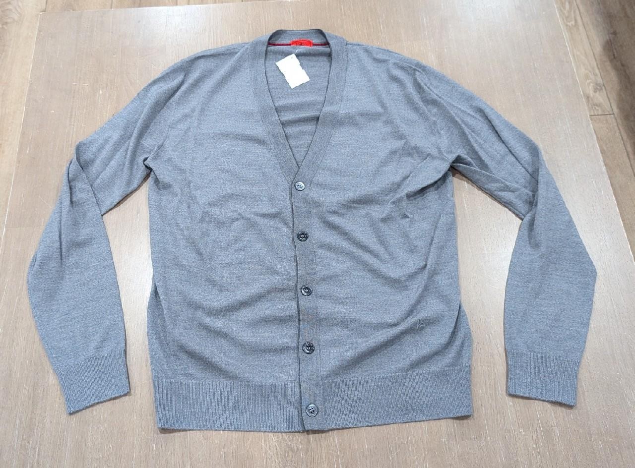$775 Mens ISAIA V-Neck Wool Knit Cardigan Gray Large