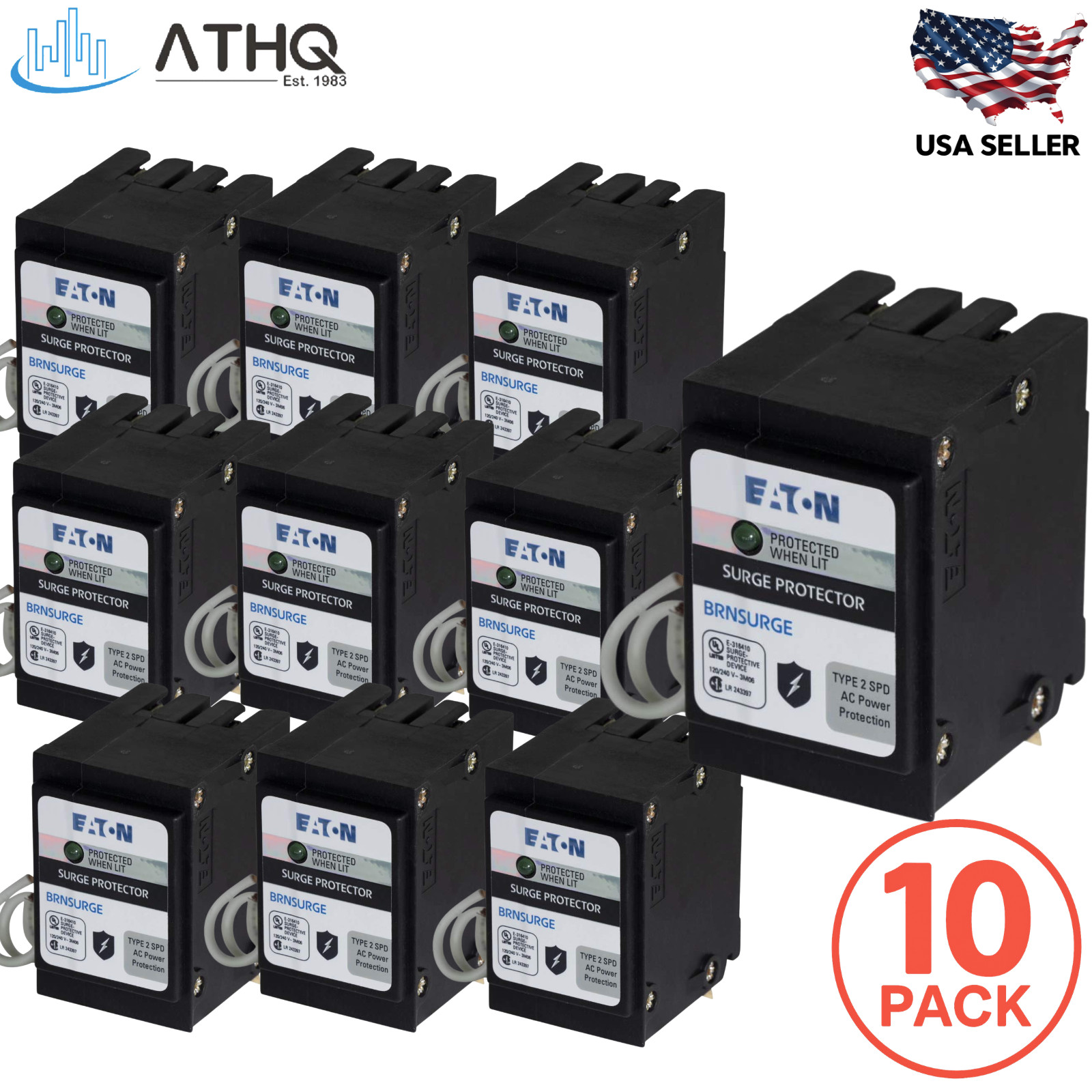 10 PACK Eaton BRNSURGE Type BR Circuit Breaker Surge Protective Device 18kA NEW 10 PACK Eaton BRNSURGE Type BR Circuit Breaker Surge Protective Device 18kA NEW