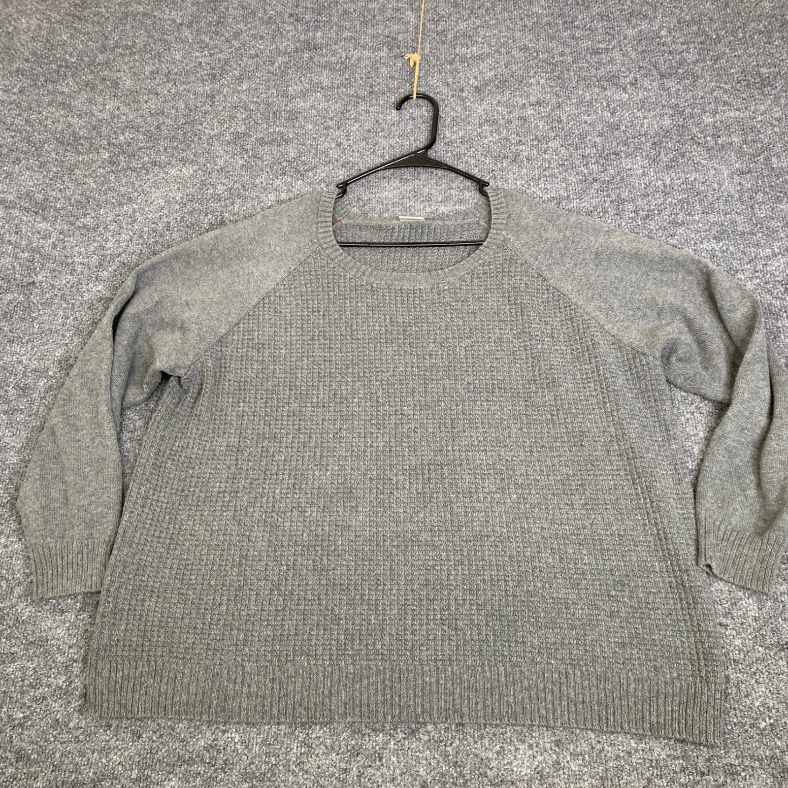 Fair Indigo Gray Waffle Knit Cotton Alpaca Blend Raglan Sweater Womens XL Peru