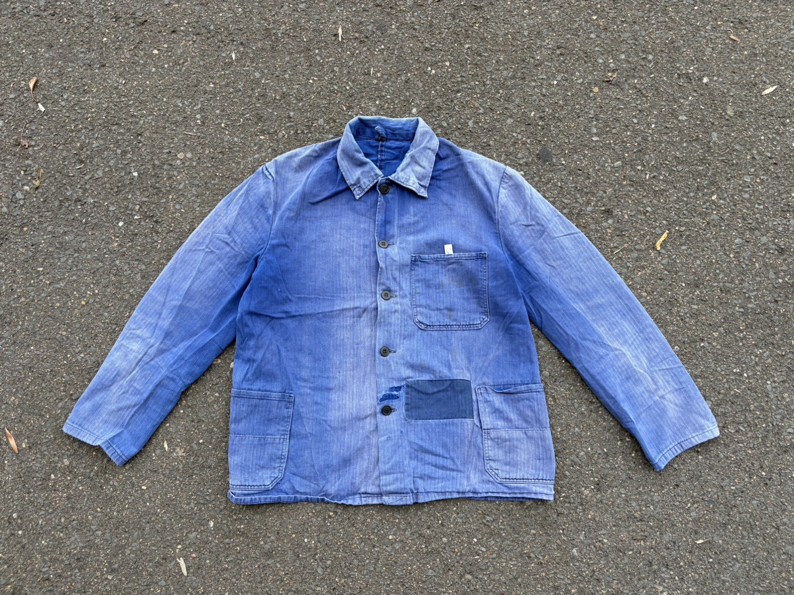 Repaired Faded Vintage German HBT Work Jacket Patched Patina Sunfade Rare