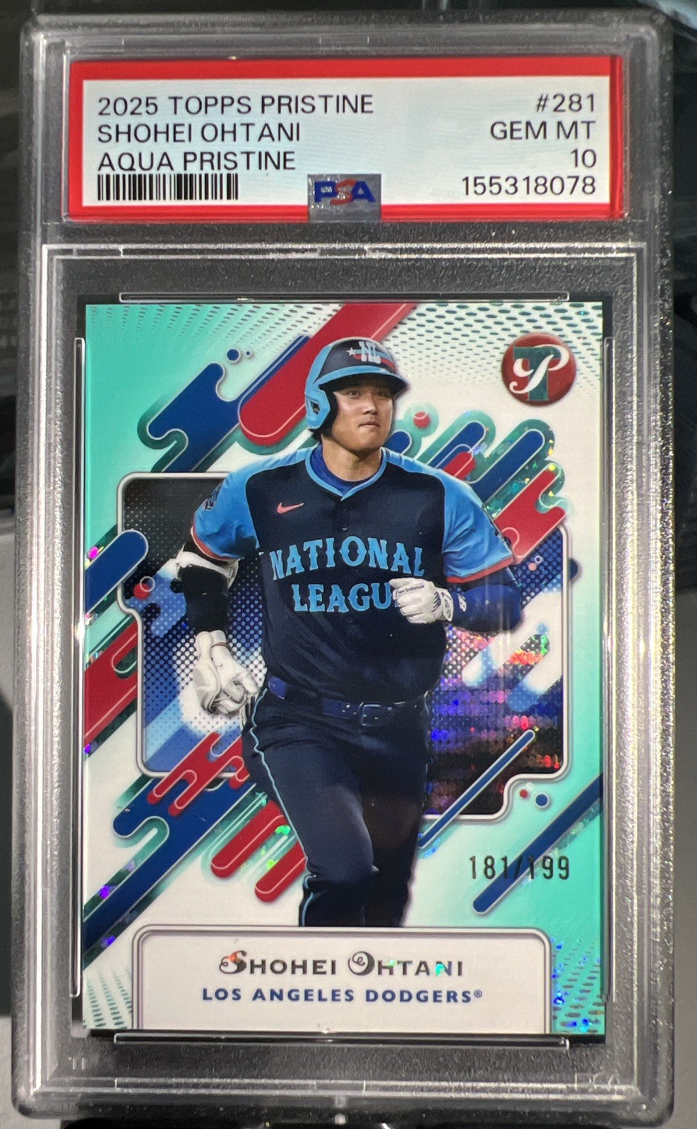 2025 TOPPS PRISTINE SHOHEI OHTANI AQUA PRISTINE 181/199 PSA 10🔥🔥DODGERS🔥🔥MVP