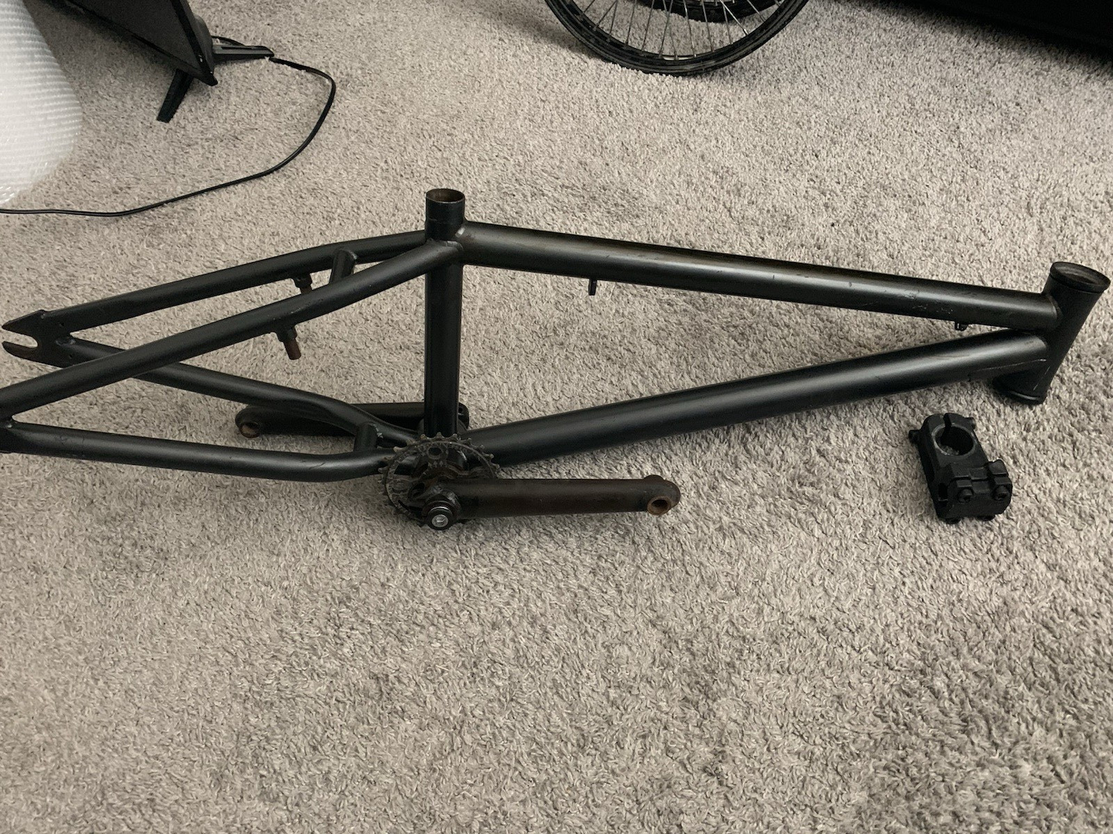2006-Eastern Traildigger Bmx Frame stem cranks & sprocket-Matted-gray-used. gt 2006-Eastern Traildigger Bmx Frame stem cranks & sprocket-Matted-gray-used. gt