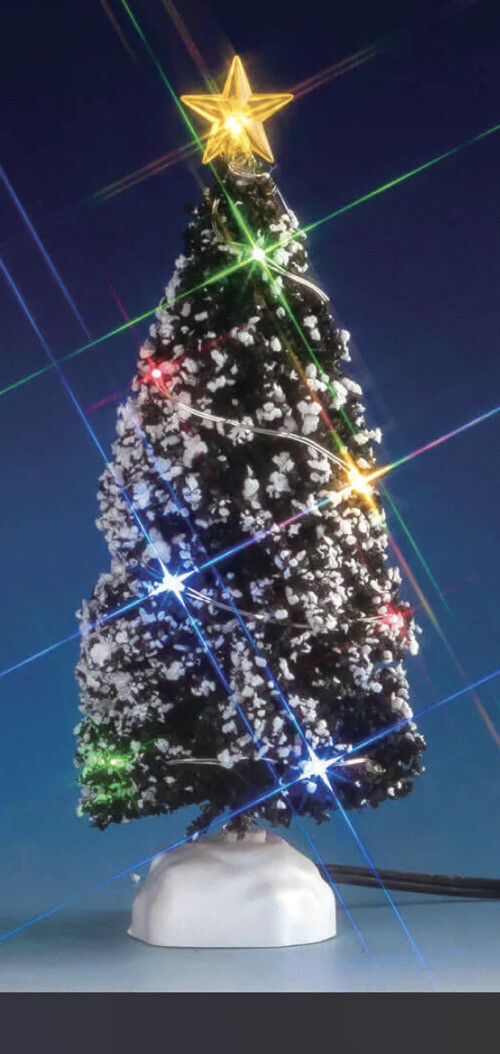 LEMAX  Lighted  Evergreen Tree -Holiday Village-6 Inch Color Battery Or Adapter