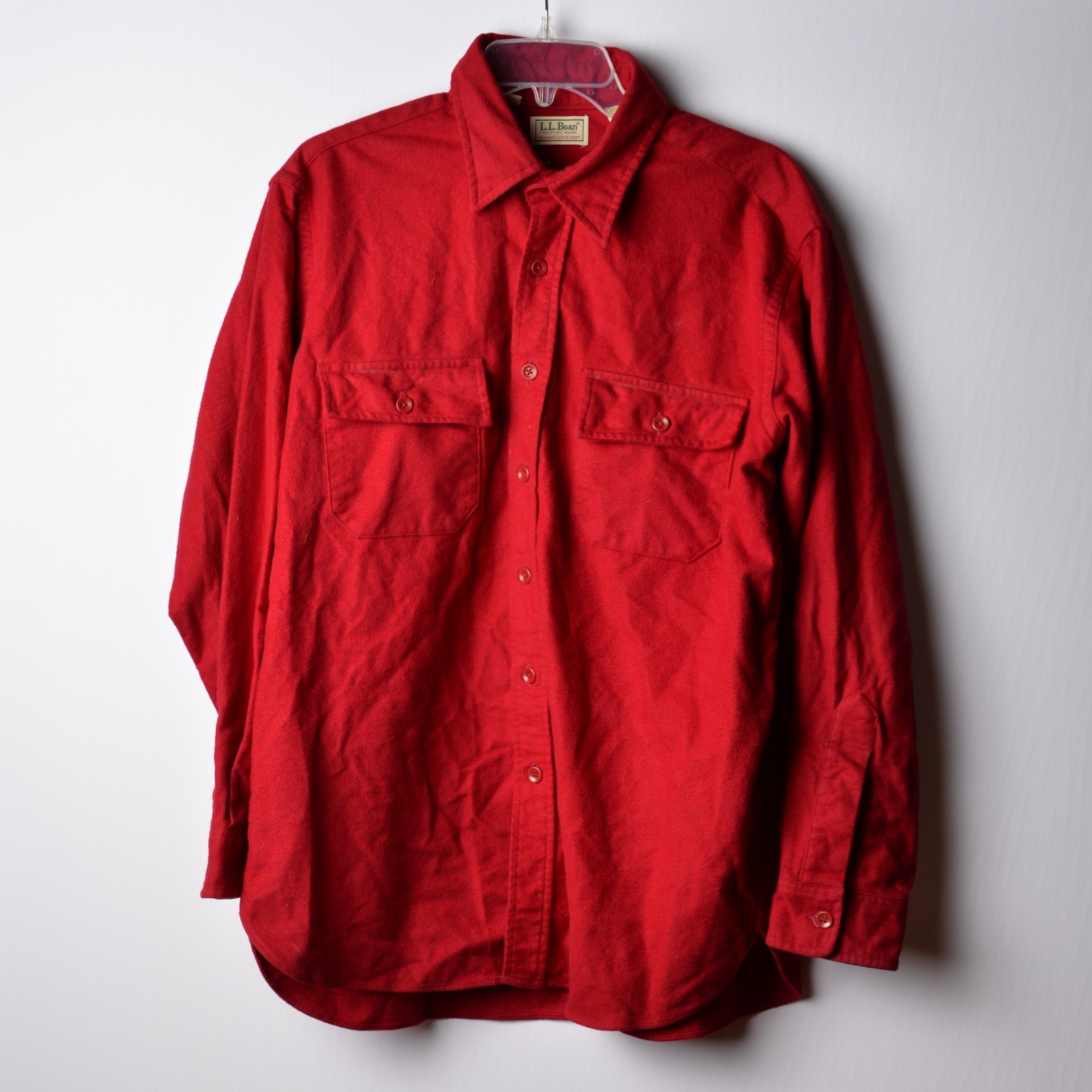 VTG LL Bean Chamois Cloth Flannel Shirt Men 16.5 Large Red Heavyweight USA Made