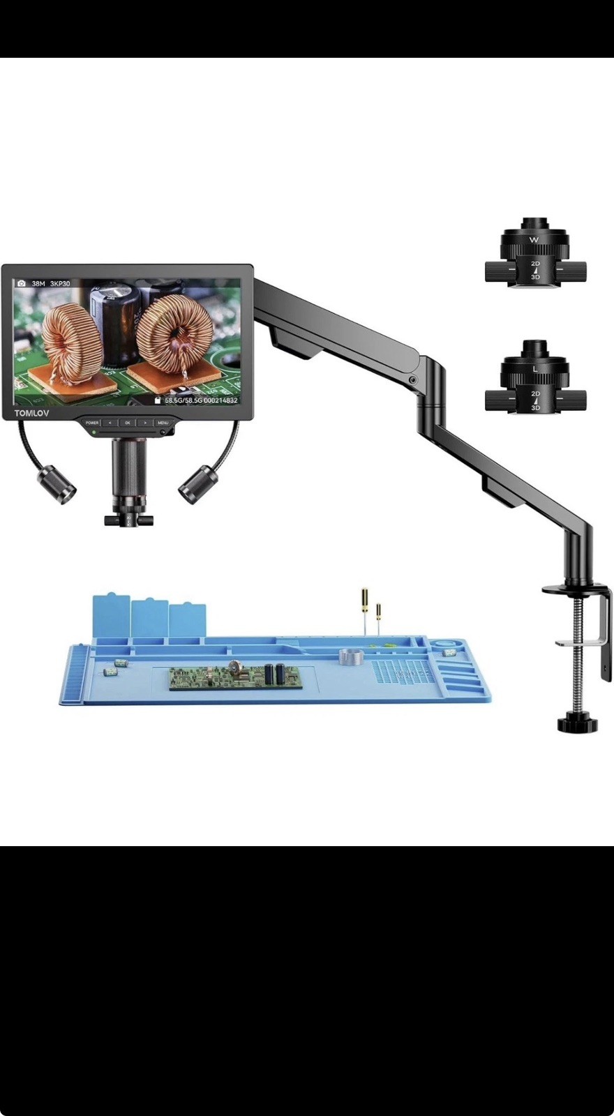 TOMLOV TM3K-3D Max Digital Soldering Microscope 10.1-Inch 2000x Coin Microscope