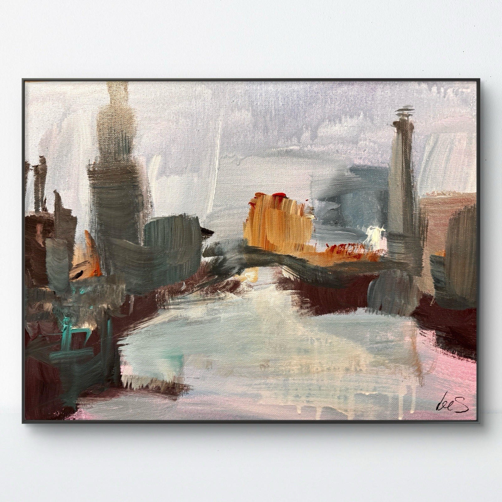 SAMATOWIC Original 12x16 Abstract Expressionism Bridge Cityscape Signed 571