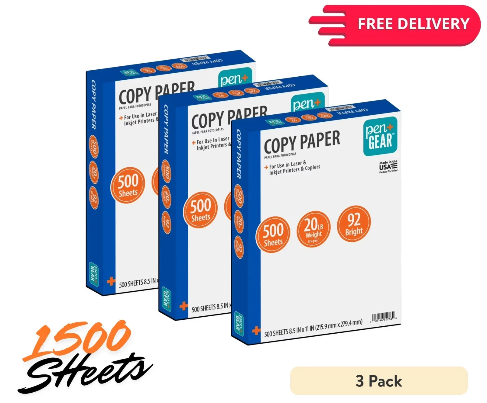 1500 Sheets - Copy Paper, 8.5 1500 Sheets - Copy Paper, 8.5