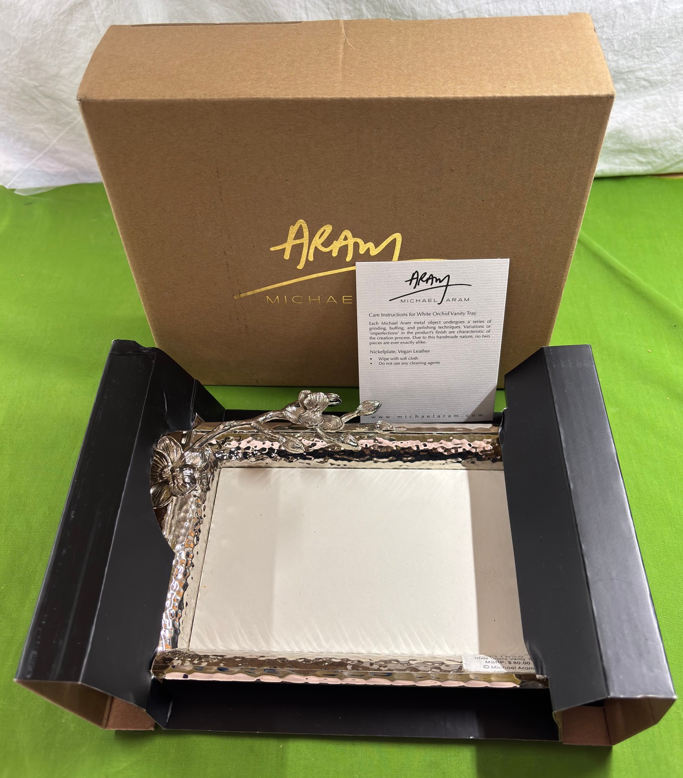 Michael Aram White Orchard Vaniy Tray NEW IN BOX Item # 111839