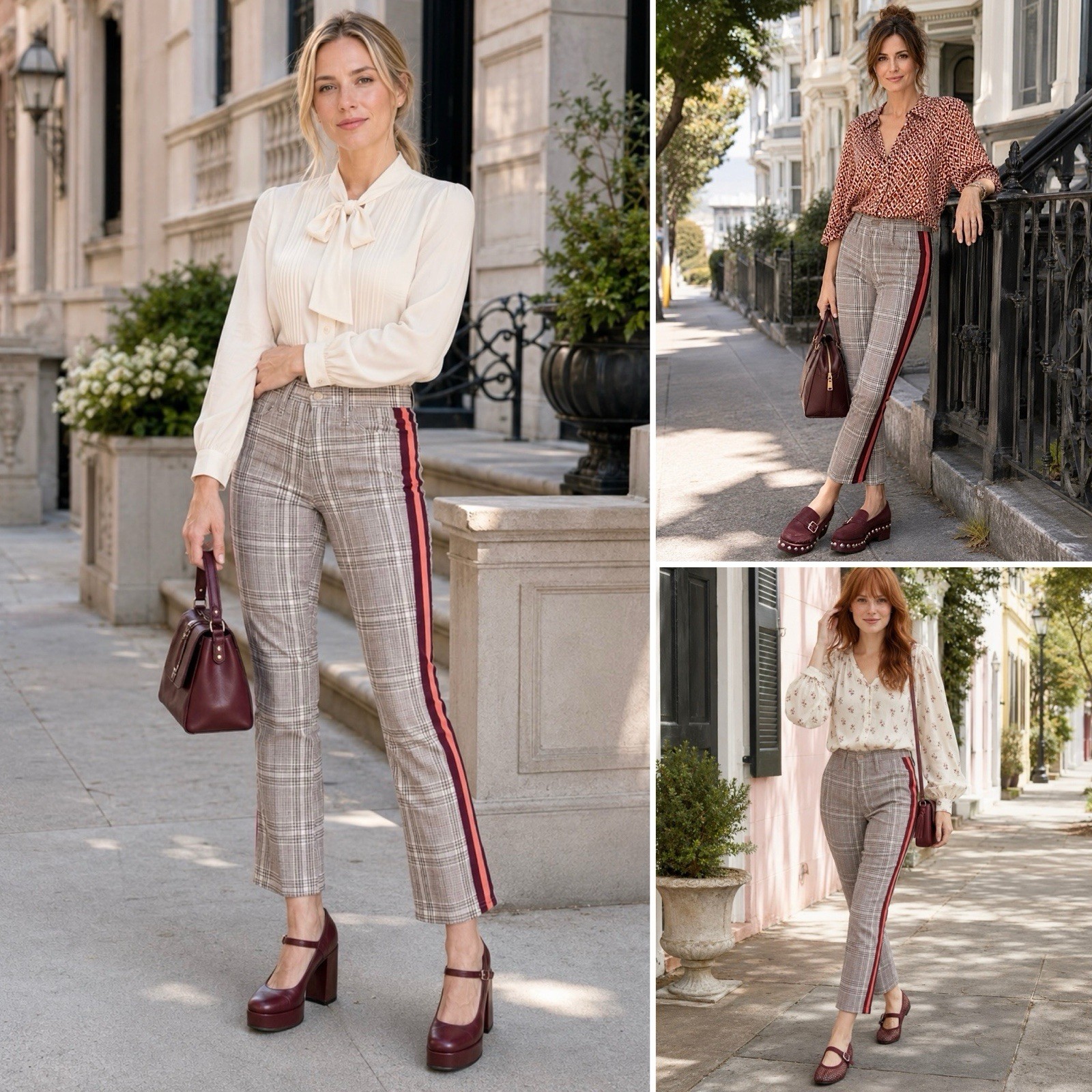 Mother Insider Plaid Trousers Straight Leg Cropped Ankle Length Pants NWT $248