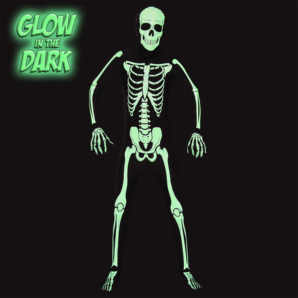 AltSkin ZENTAI SUIT - FULL BODY COSTUME - GLOW IN THE DARK SKELETON (9 Sizes)
