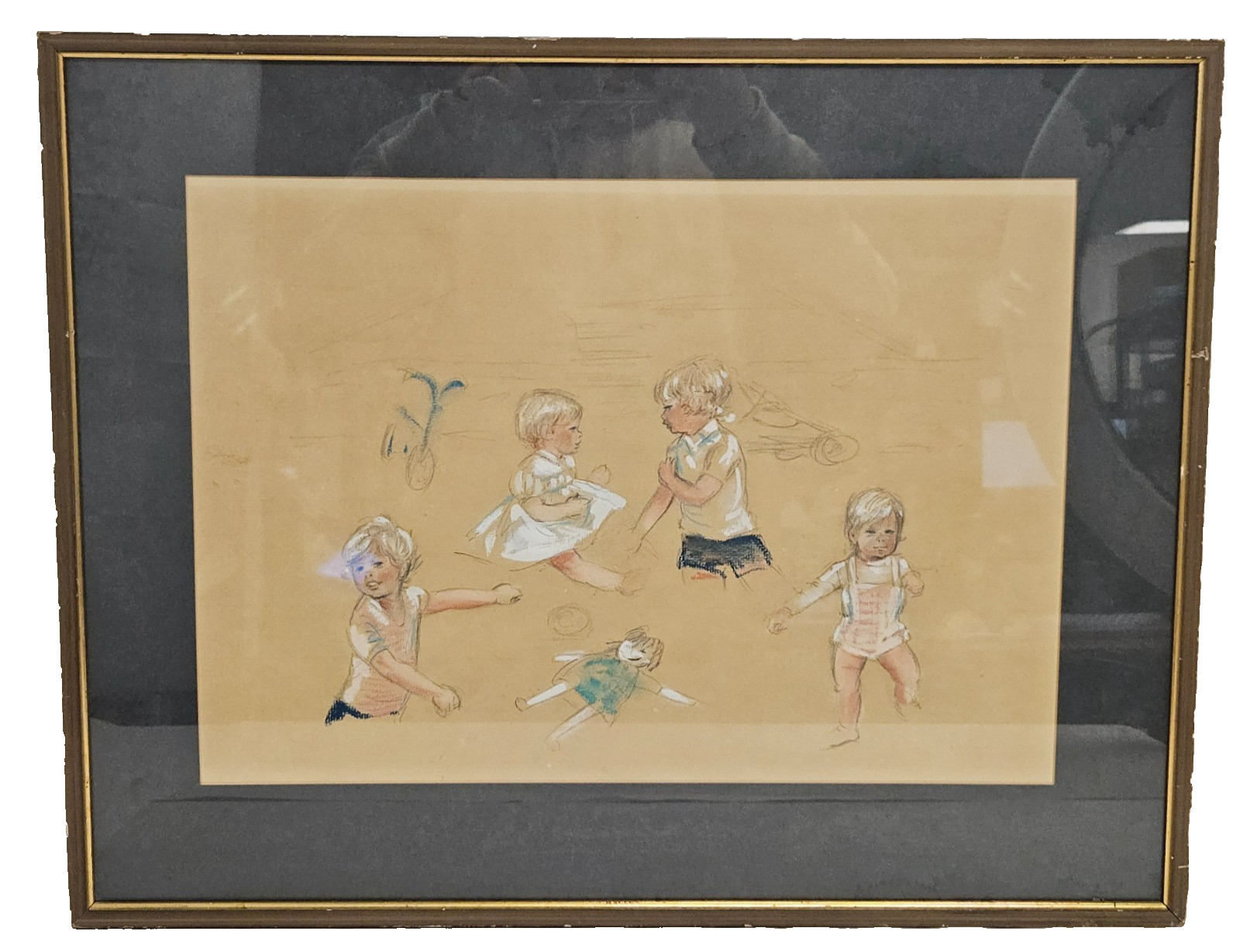 Late 20th Century Original Pastel Drawing Signed \