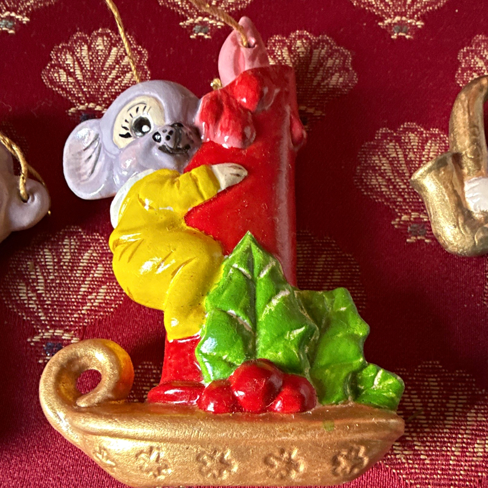 Vintage Ceramic Christmas Ornament Set of 6 Santa Snowman Mouse Angels Squirrel Vintage Ceramic Christmas Ornament Set of 6 Santa Snowman Mouse Angels Squirrel