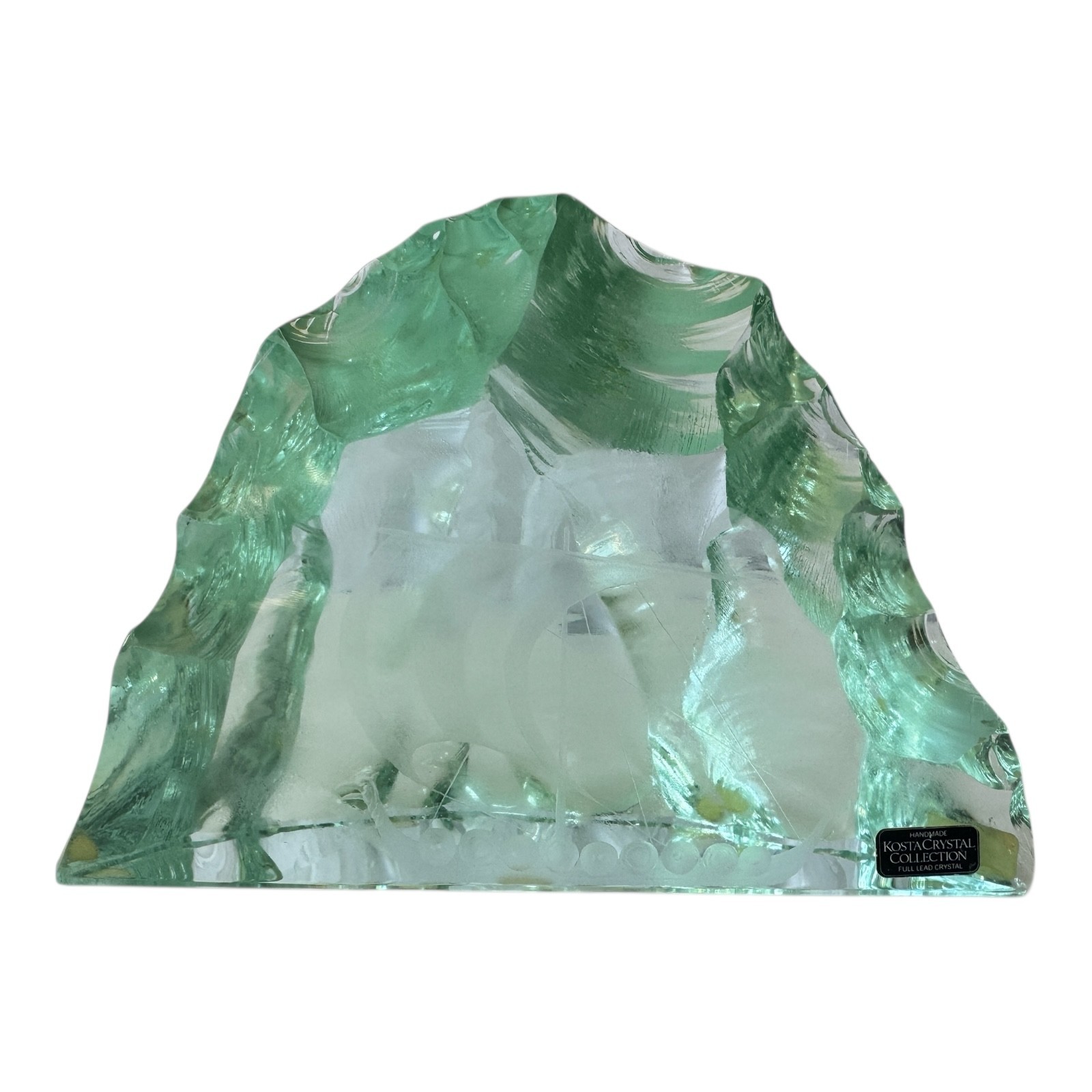 Vintage Kosta Boda Glass Iceberg Sculpture Viking Ship by Vicke Lindstrand