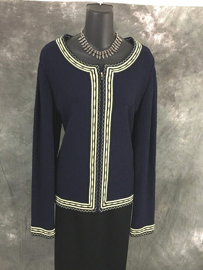 BEAUTIFUL St John collection jacket knit blue green suit blazer size 12