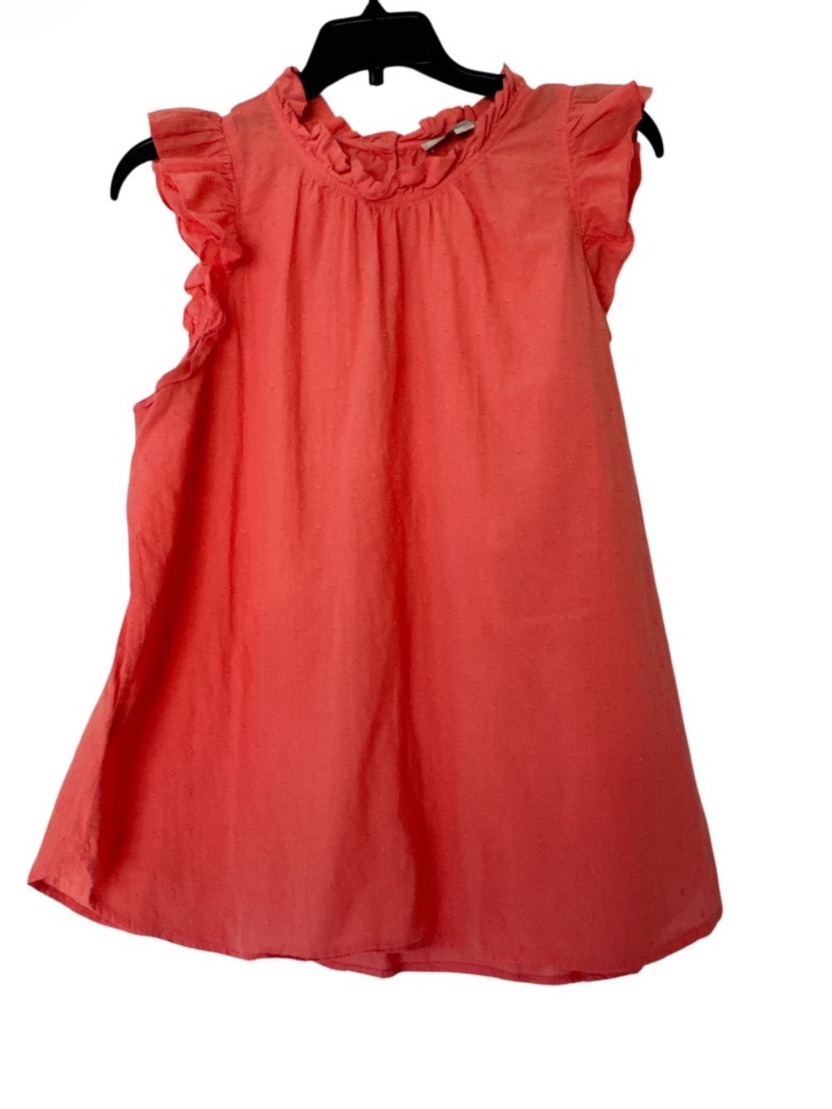 LOFT Coral Ruffle Sleeve Tunic Pink Swiss Dot Ruffle Blouse - Size L