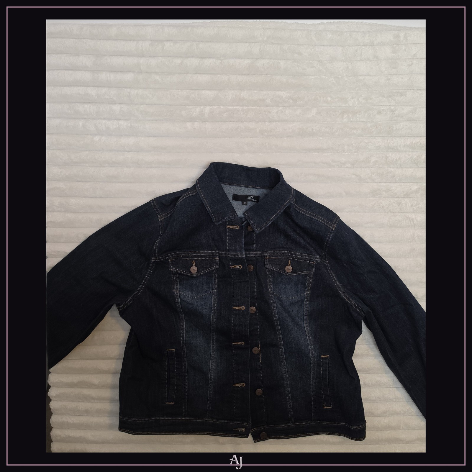 1822 Denim 1X Women\'s Plus Size Dark Wash Denim Jacket
