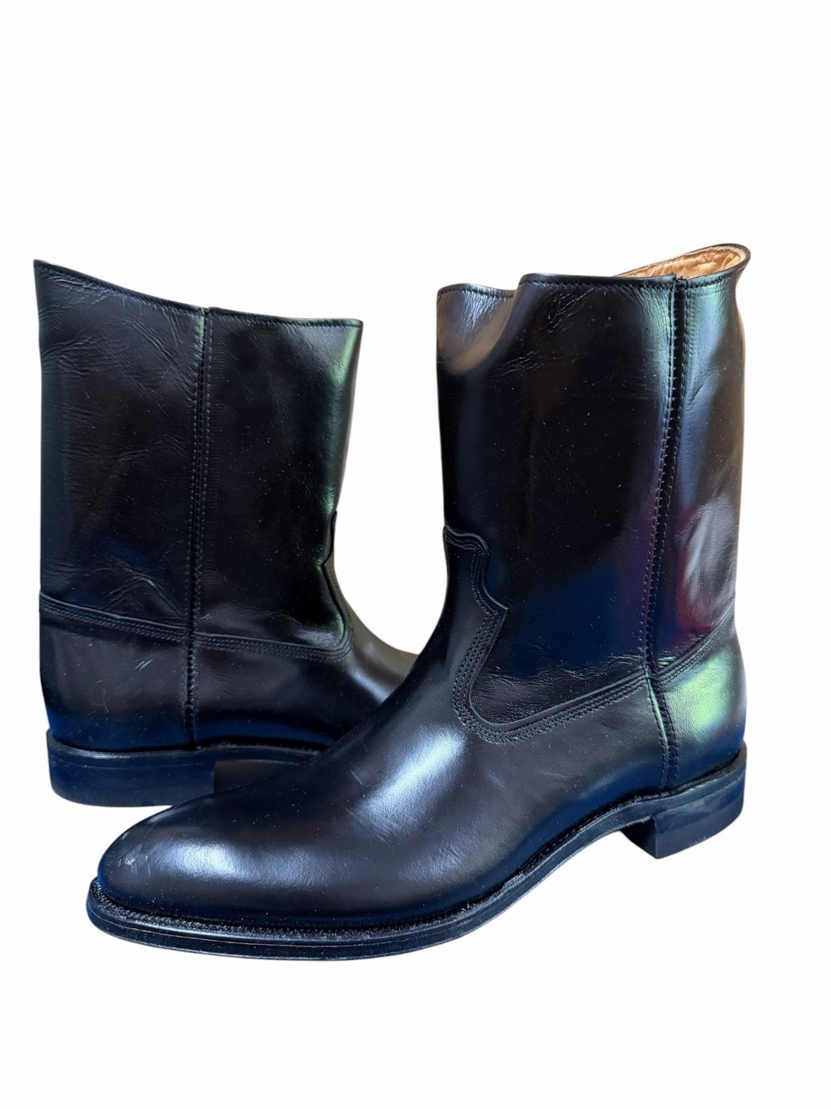 Vintage 1960s Acme Hawkeye Black Leather Wellington Boots Mens 12 B Roper A26