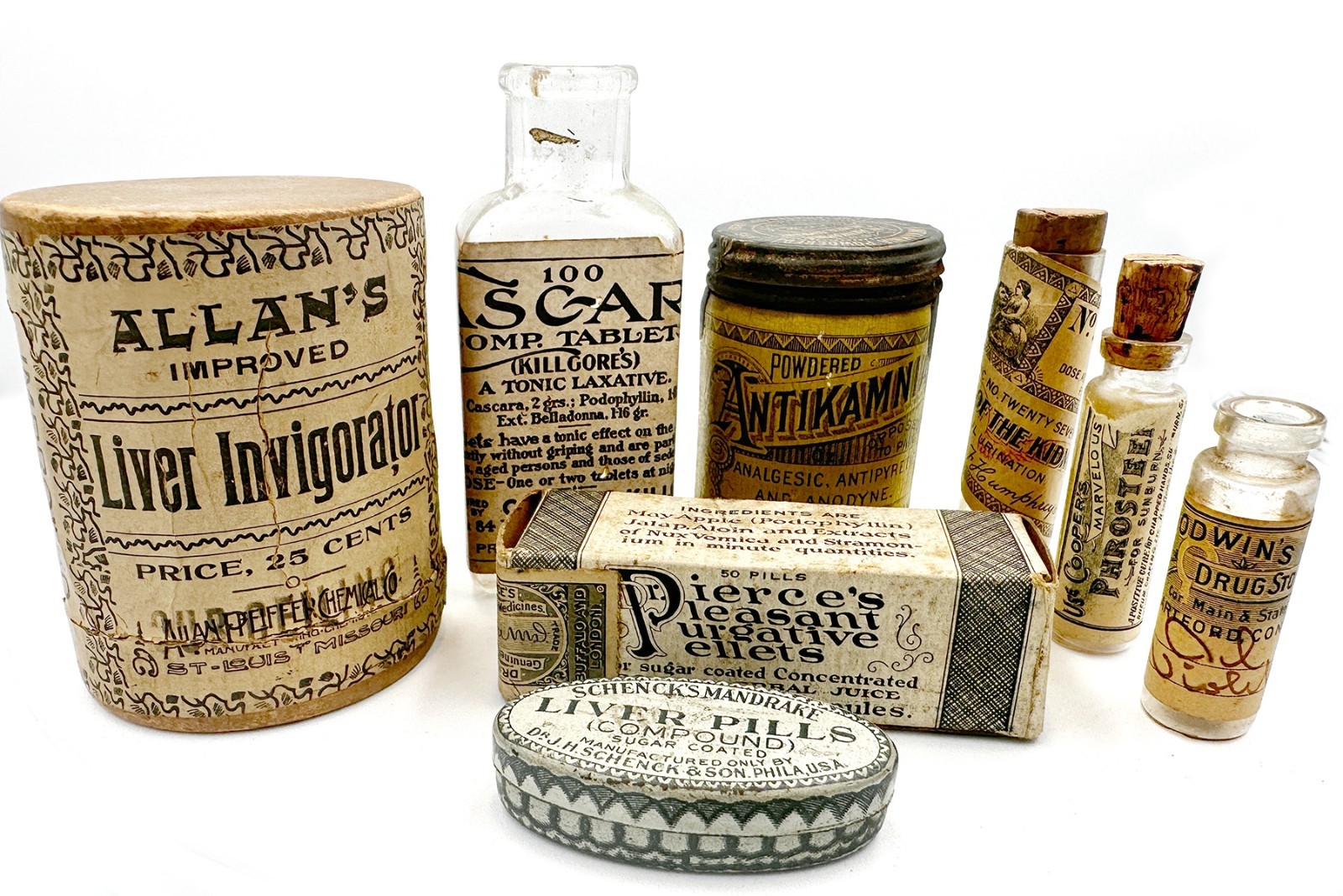 GREAT RARE VINTAGE ANTIQUE QUACK MEDICINE PACKAGE LOT (8) | VERY GOOD CONDITION