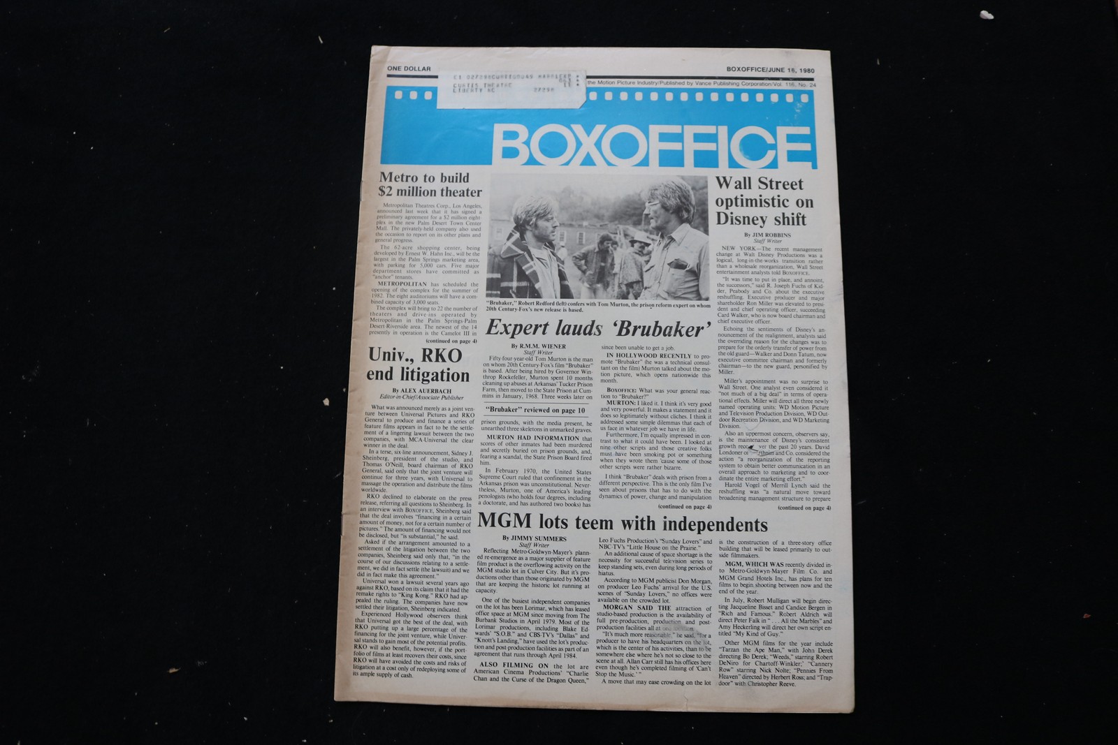 1980 JUNE 16 BOXOFFICE MAGAZINE - ROBERT REDFORD - BRUBAKER COVER - E 30695