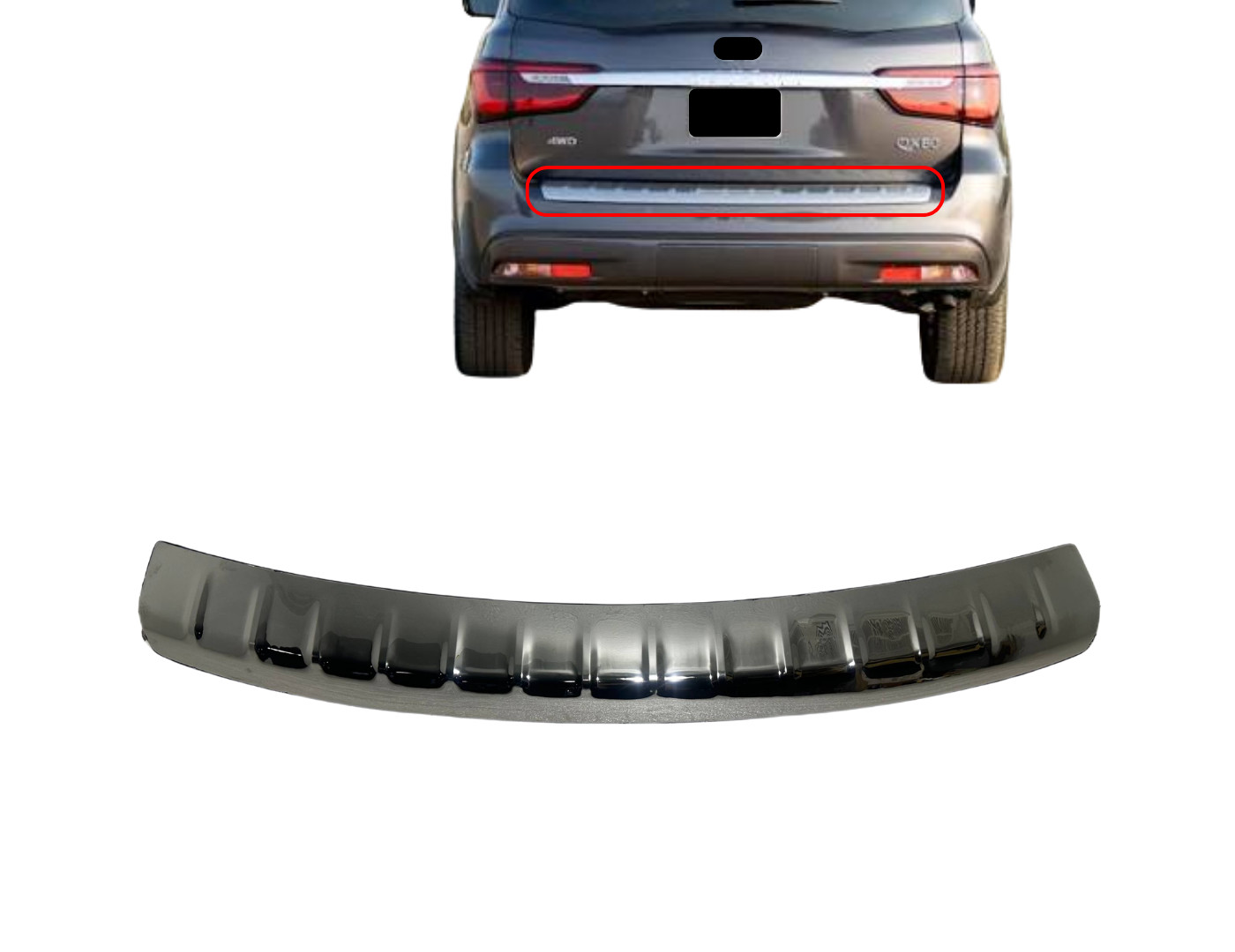 New Fits 2015-2024 Infiniti QX80 Rear Bumper Step Plate Molding Trim Chrome New Fits 2015-2024 Infiniti QX80 Rear Bumper Step Plate Molding Trim Chrome